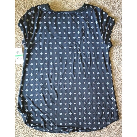 Alfani Intimates Pajama Sleep Top Size Large Black Geo Printed Super Soft New - Picture 2 of 7